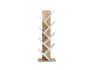 Tuval 066" wooden bookcase - 46 x 22 x 129 cm - Oak, White