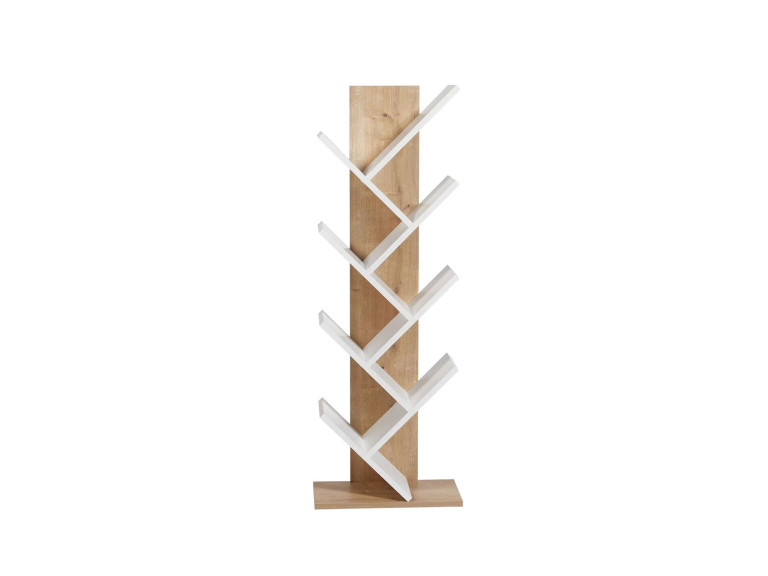 Tuval 066" wooden bookcase - 46 x 22 x 129 cm - Oak, White