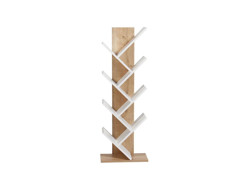 Tuval 066" wooden bookcase - 46 x 22 x 129 cm - Oak, White