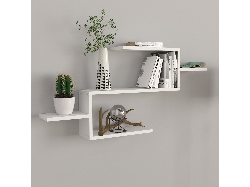 Twist" wooden bookcase - 104 x 14 x 49 cm - White