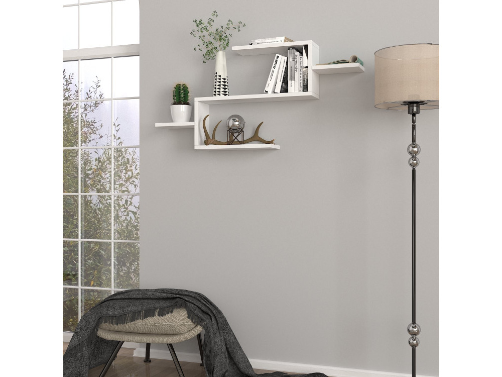 Twist" wooden bookcase - 104 x 14 x 49 cm - White