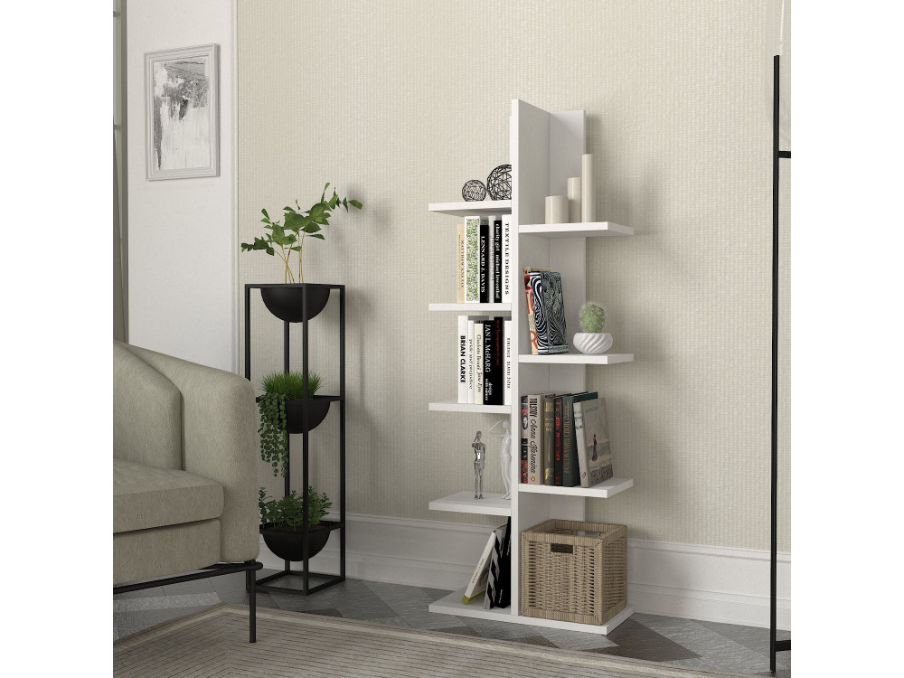 Tree" wooden bookcase - 45 x 22 x 121 cm - White
