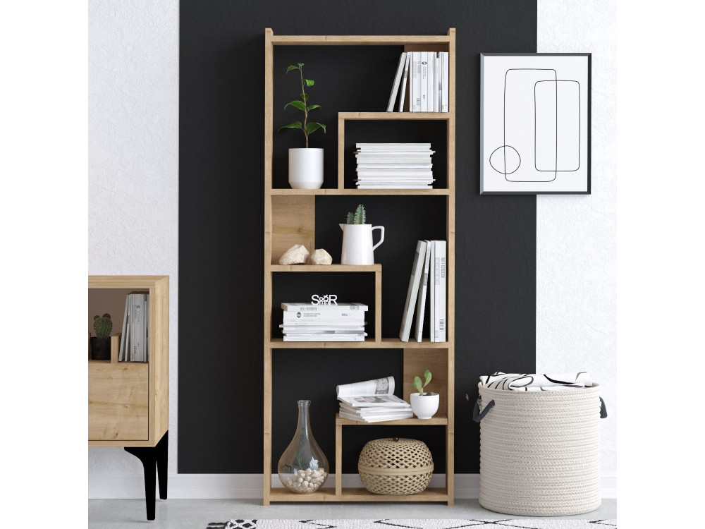 Megg" wooden bookcase - 60 x 15 x 150 cm - Oak