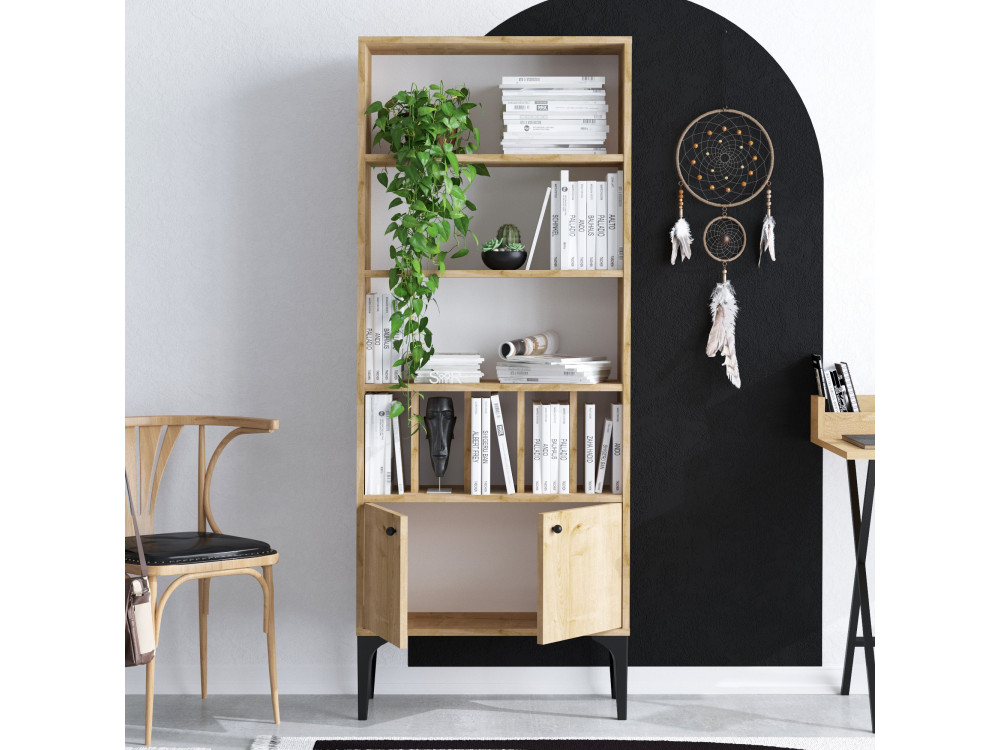 Pollux" wooden bookcase - 60 x 30 x 175 cm - Sapphire Oak