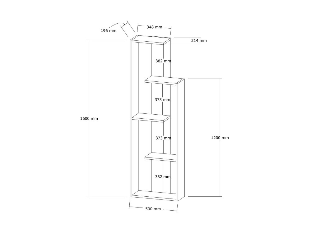 Wand" wooden bookcase - 50 x 19 x 160 cm - White
