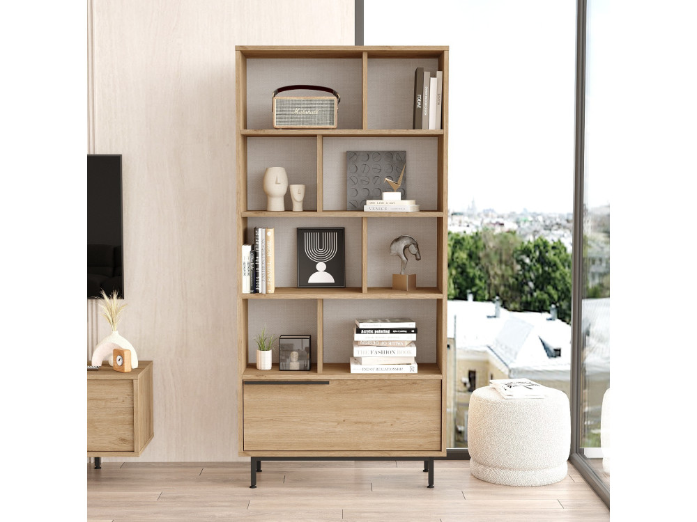 Calvin" wooden bookcase 83.9 x 29.5 x 175.6 cm - Walnut