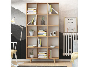 Zipa" wooden bookcase 100 x 25 x 184 cm - Oak 2