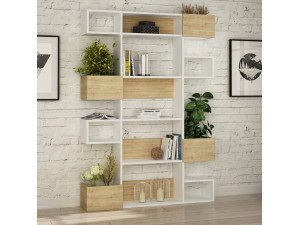 Niho" wooden bookcase 120 x 27 x 171 cm - White 2