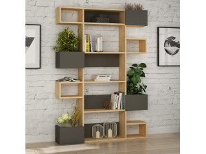 Niho" wooden bookcase 120 x 27 x 171 cm - Oak 2
