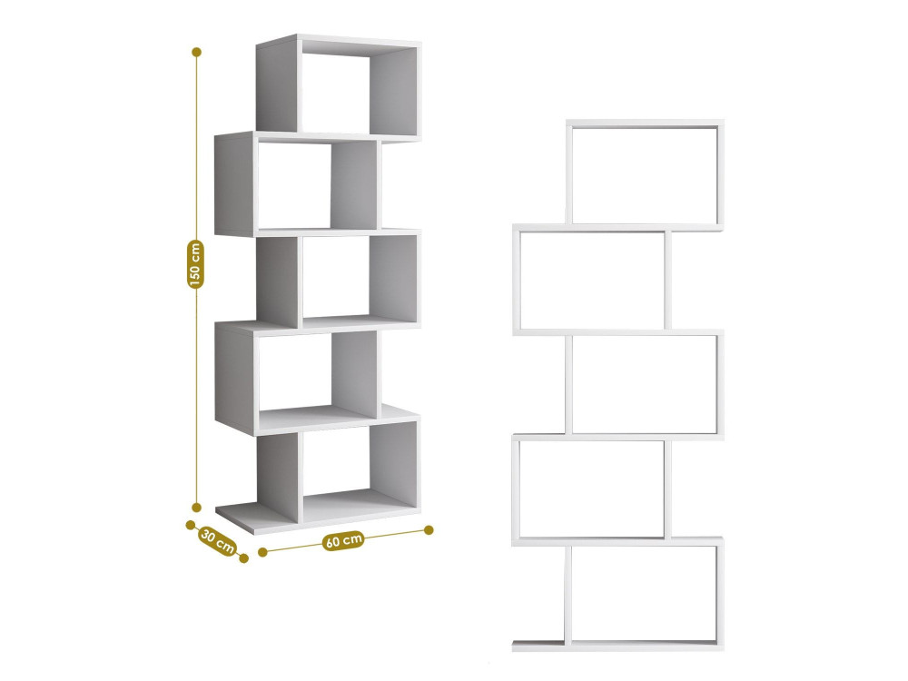 Meric" wooden bookcase 60 x 30 x 150 cm - White