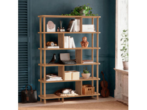 Meta" wooden bookcase - 120 x 28 x 168 cm - Brown 2