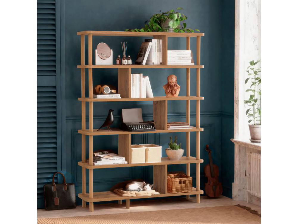Meta" wooden bookcase - 120 x 28 x 168 cm - Brown