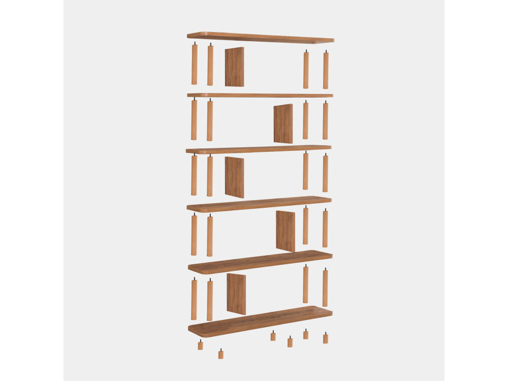 Meta" wooden bookcase - 120 x 28 x 168 cm - Brown