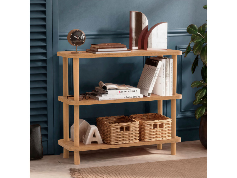 Step" wooden bookcase - 80 x 28 x 75 cm - Brown