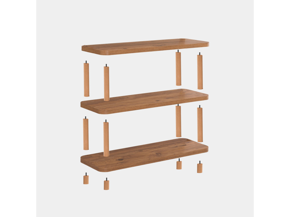 Step" wooden bookcase - 80 x 28 x 75 cm - Brown