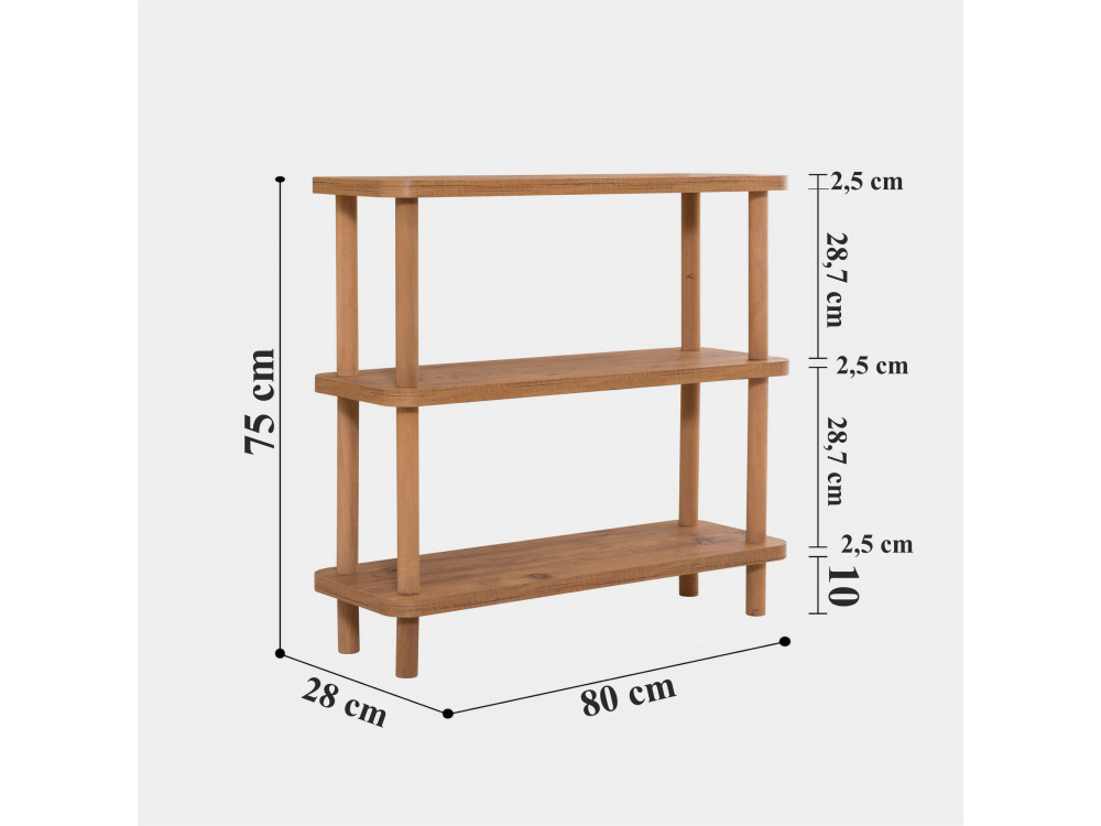 Step" wooden bookcase - 80 x 28 x 75 cm - Brown