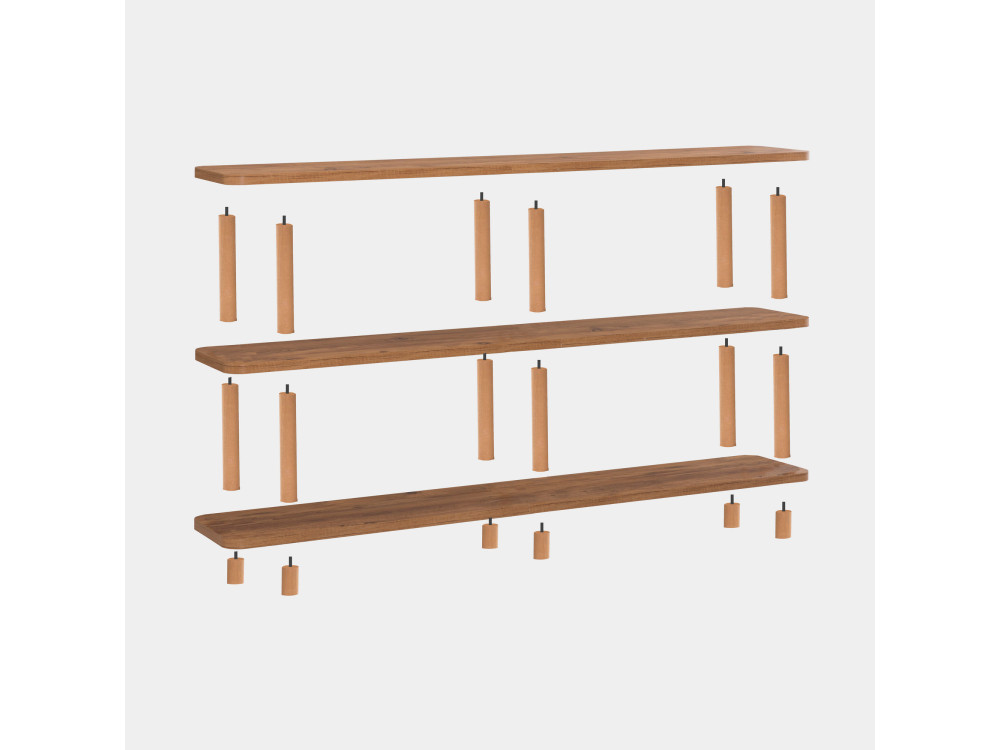 Zen" wooden bookcase - 180 x 35 x 75 cm - Brown