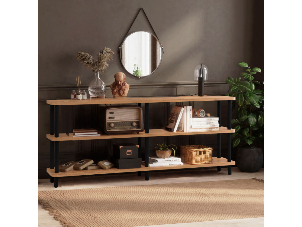 Zen" wooden bookcase - 180 x 35 x 75 cm - Black