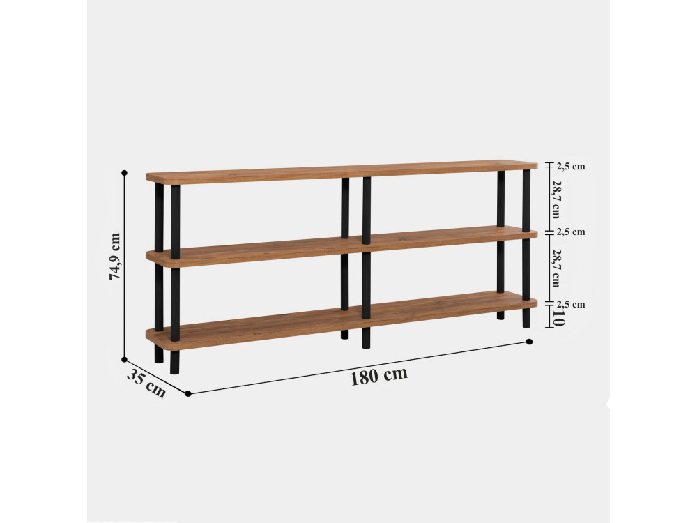 Zen" wooden bookcase - 180 x 35 x 75 cm - Black