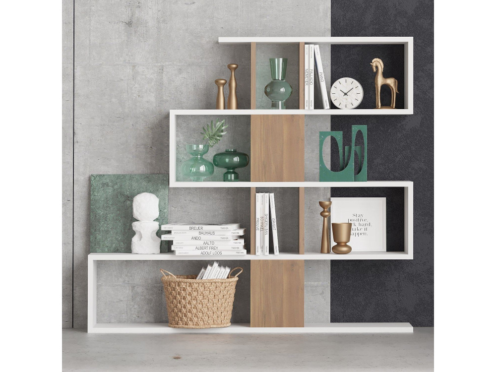 Karlin" wooden bookcase - 120 x 20 x 109 cm - White