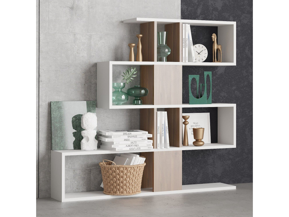 Karlin" wooden bookcase - 120 x 20 x 109 cm - White
