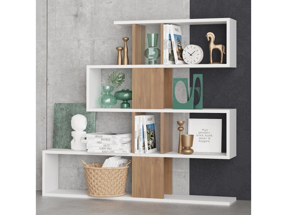Karlin" wooden bookcase - 120 x 20 x 109 cm - White