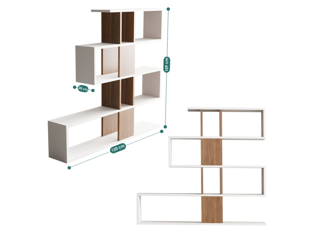 Karlin" wooden bookcase - 120 x 20 x 109 cm - White