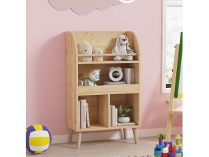 Minola" wooden bookcase - 60 x 30 x 102 cm - Beige 2