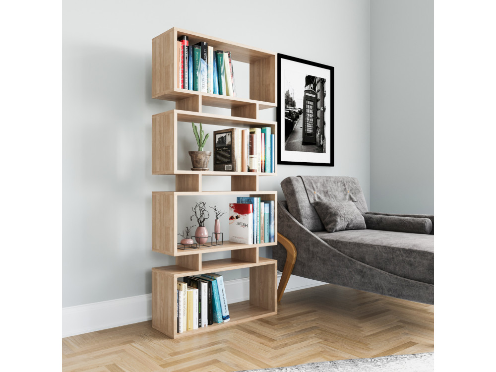 Langdon" wooden bookcase - 72 x 25 x 161 cm - Beige