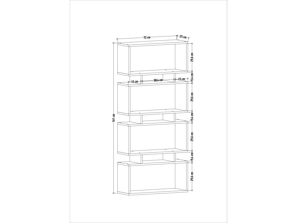 Langdon" wooden bookcase - 72 x 25 x 161 cm - Beige