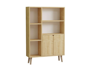 Lumo" wooden bookcase - 80 x 24 x 120 cm - Beige