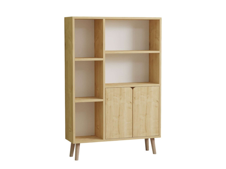 Lumo" wooden bookcase - 80 x 24 x 120 cm - Beige