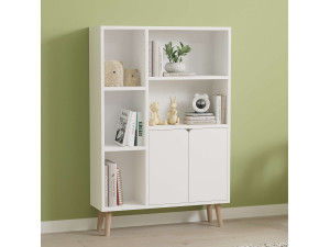 Lumo" wooden bookcase - 80 x 24 x 120 cm - White 2