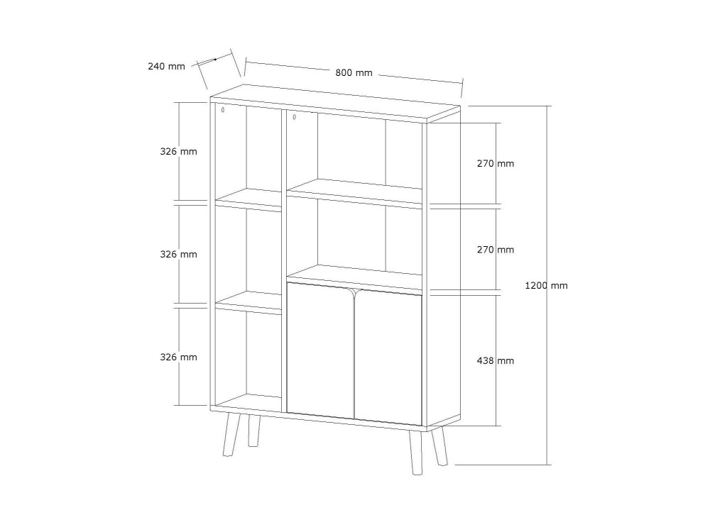 Lumo" wooden bookcase - 80 x 24 x 120 cm - White
