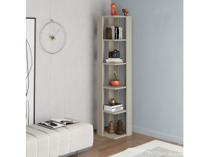 Nati" wooden bookcase - 32 x 32 x 161 cm - Sandstone 2