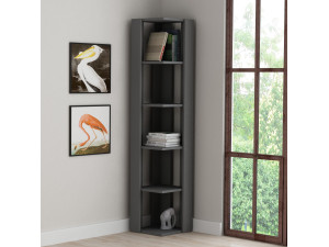 Nati" wooden bookcase - 32 x 32 x 161 cm - Anthracite grey 2