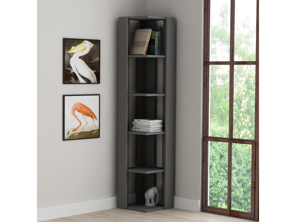 Nati" wooden bookcase - 32 x 32 x 161 cm - Anthracite grey