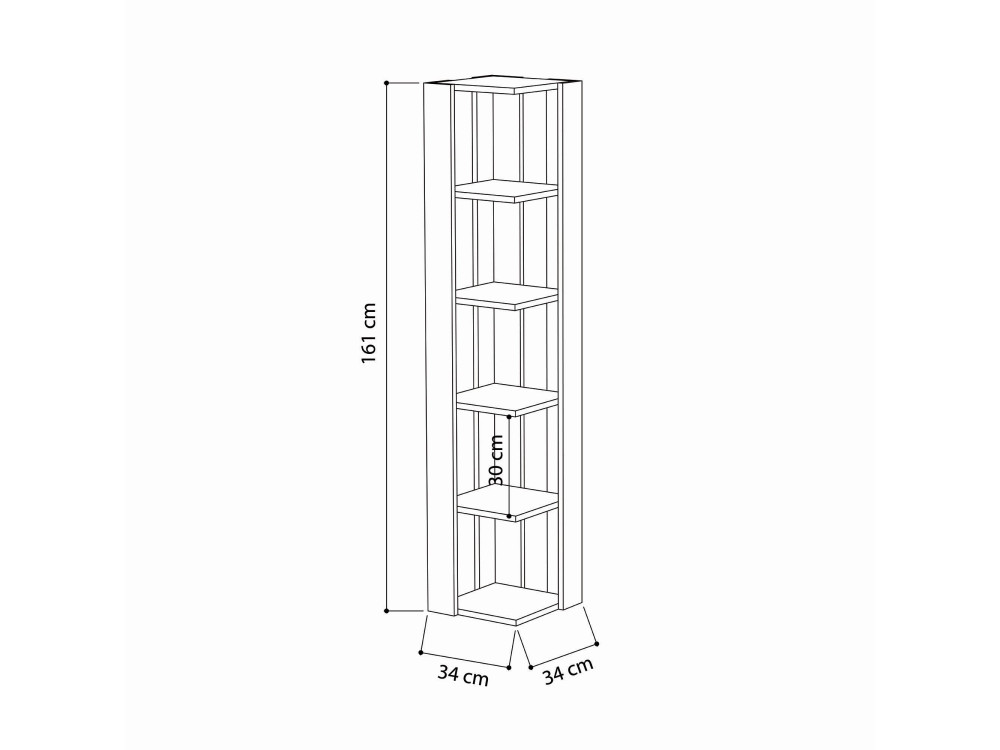 Nati" wooden bookcase - 32 x 32 x 161 cm - Anthracite grey