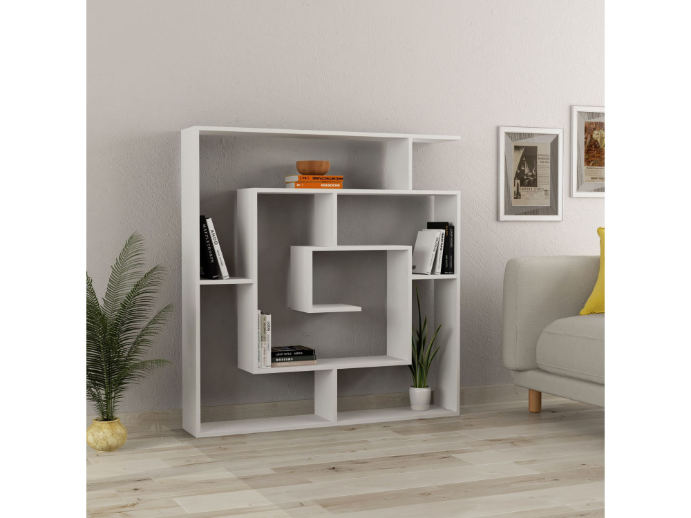 Labirent" wooden bookcase - 125 x 22 x 129 cm - White