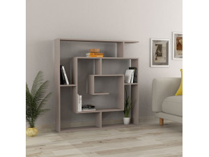 Labirent" wooden bookcase - 125 x 22 x 129 cm - Light mocha brown 2