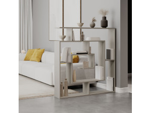 Labirent" wooden bookcase - 125 x 22 x 129 cm - Sandstone 2