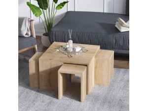 Ortanca" wooden coffee table set - 60 x 60 x 37 cm - Sapphire Oak 2