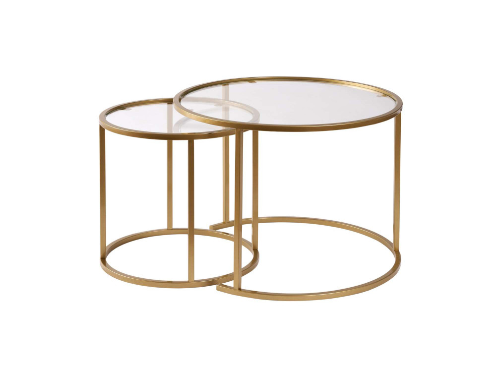 Set of 2 "Aurum" metal coffee tables - 60 x 60 x 43 cm - Transparent Gold