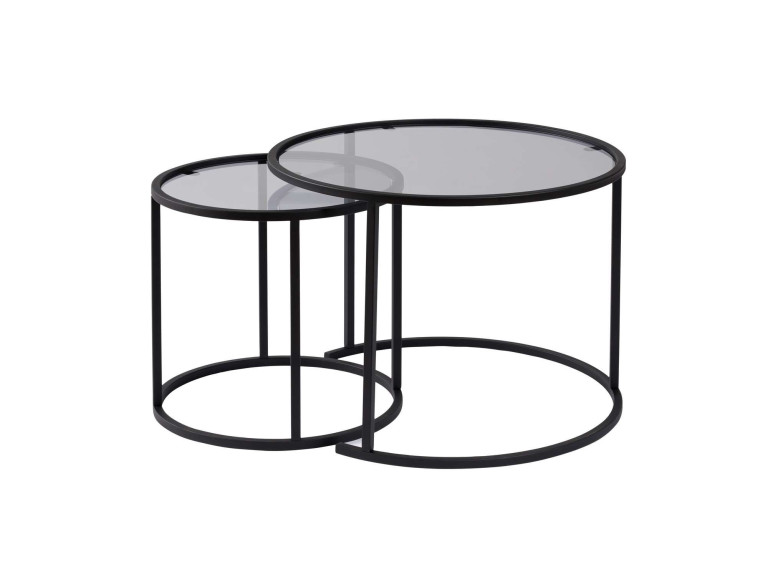 Set of 2 "Aurum" metal coffee tables - 60 x 60 x 43 cm - Black Gray