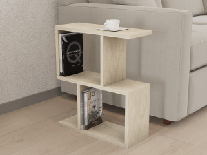Zet" wooden side table - 45 x 17 x 51 cm - Travertine 2