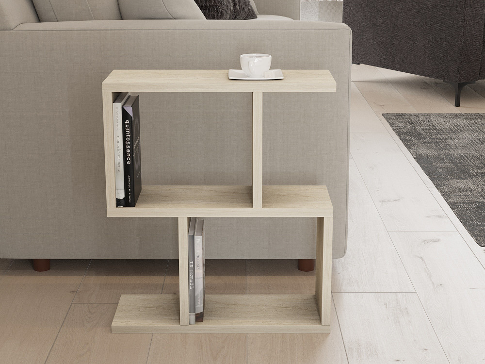 Zet" wooden side table - 45 x 17 x 51 cm - Travertine