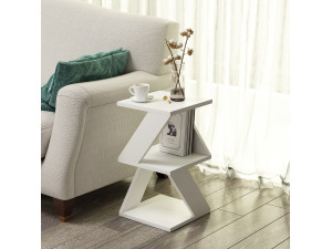 Albeni" wooden side table - 30 x 30 x 50 cm - White 2