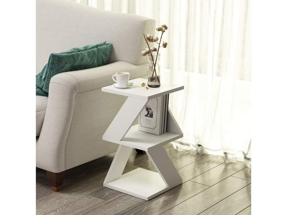Albeni" wooden side table - 30 x 30 x 50 cm - White