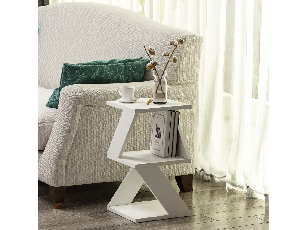 Albeni" wooden side table - 30 x 30 x 50 cm - White