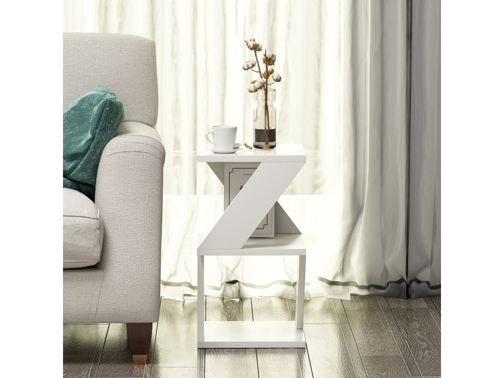 Albeni" wooden side table - 30 x 30 x 50 cm - White
